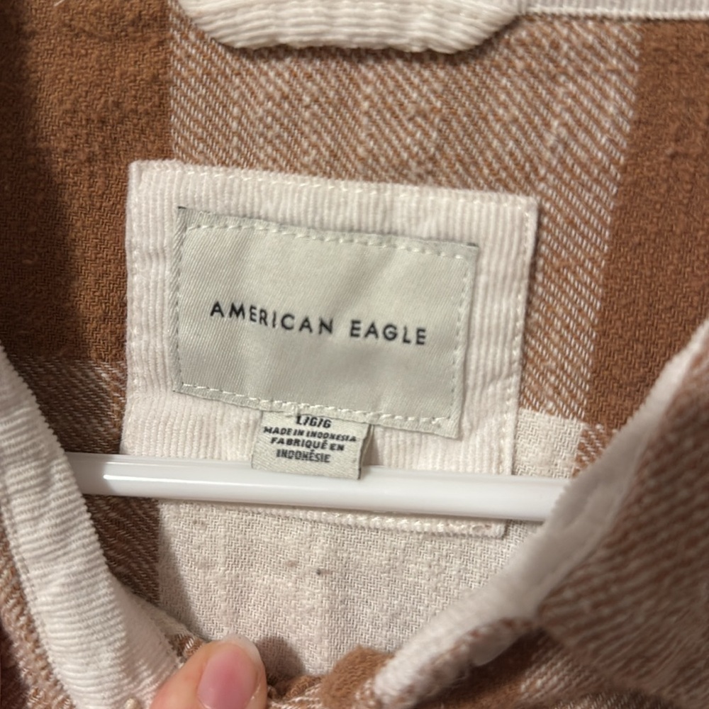 American Eagle woman’s flannel - size large, orange/brown color - Picture 2 of 5